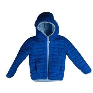 Cat & Jacket Puffer Jacket Toddler Girl 4T Blue Fleece Lined Hood Full Zip Coat